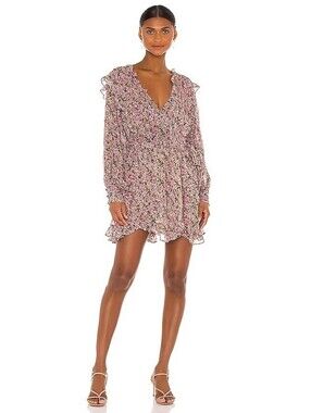 For Love & Lemons Sadie Mini Dress Floral Ruffle Feminine Women’s Size M EUC